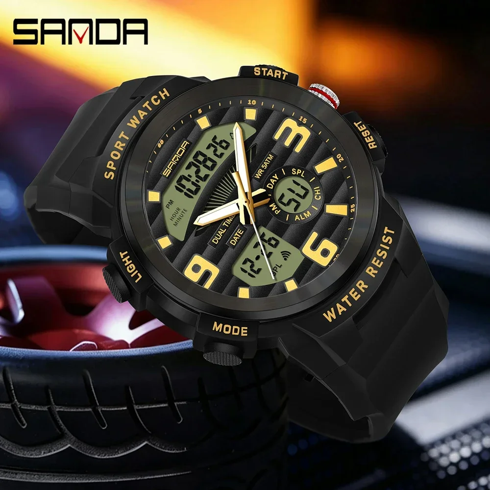 SANDA Multifunction Men Watch  - Rubber Strap Diver ulasan dan harga